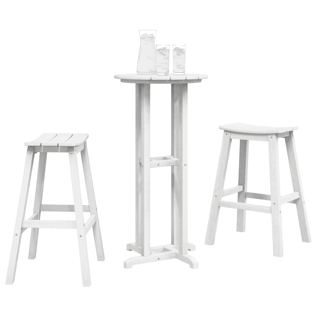 Garten Bar Set 3 pcs Weiß HDPE