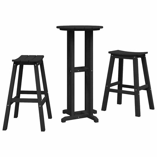 Garten Bar Set 3 pcs Schwarz HDPE