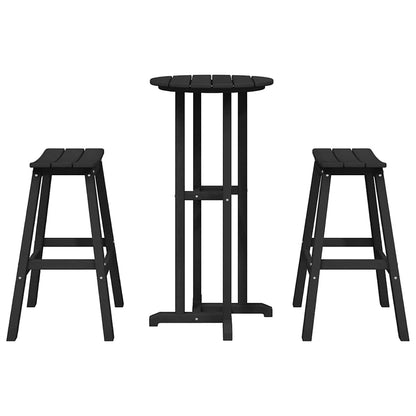 Garten Bar Set 3 pcs Schwarz HDPE