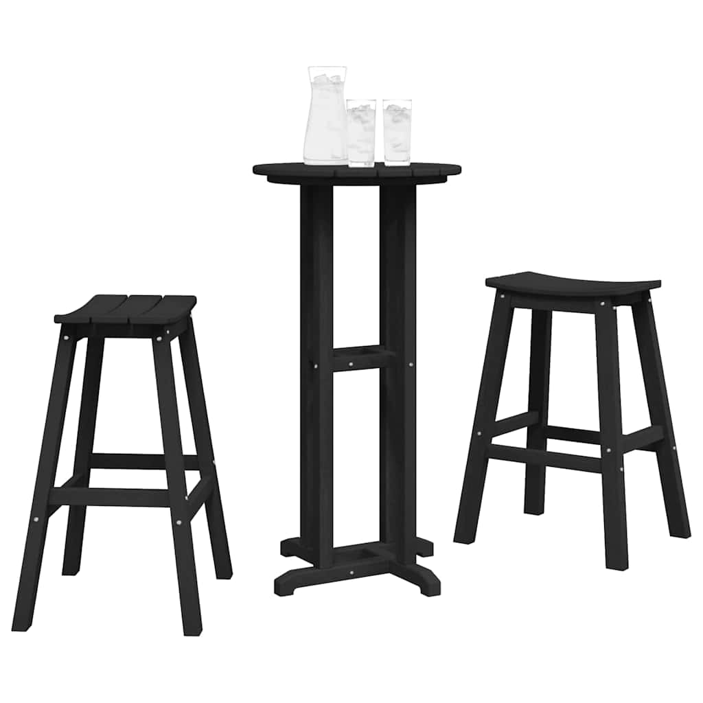 Garten Bar Set 3 pcs Schwarz HDPE