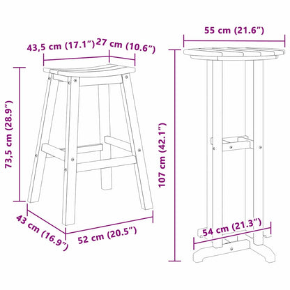 Garten Bar Set 3 pcs Schwarz HDPE