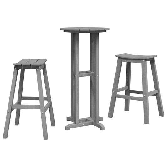 Garten Bar Set 3 pcs Hellgrau HDPE
