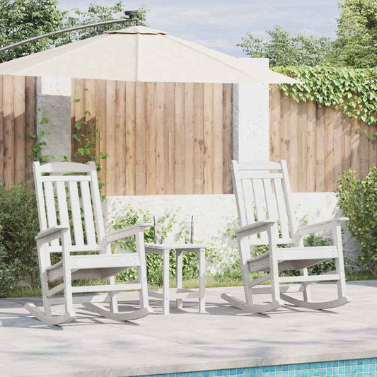 Schaukelstuhl für den Garten 3 pcs Weiß 38 x 38 x 46cm Plastik