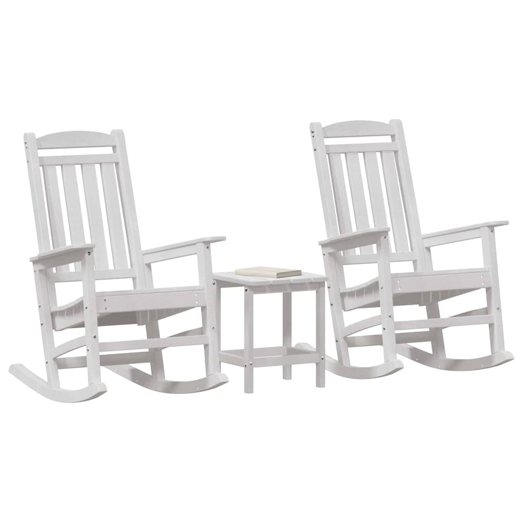 Schaukelstuhl für den Garten 3 pcs Weiß 38 x 38 x 46cm Plastik