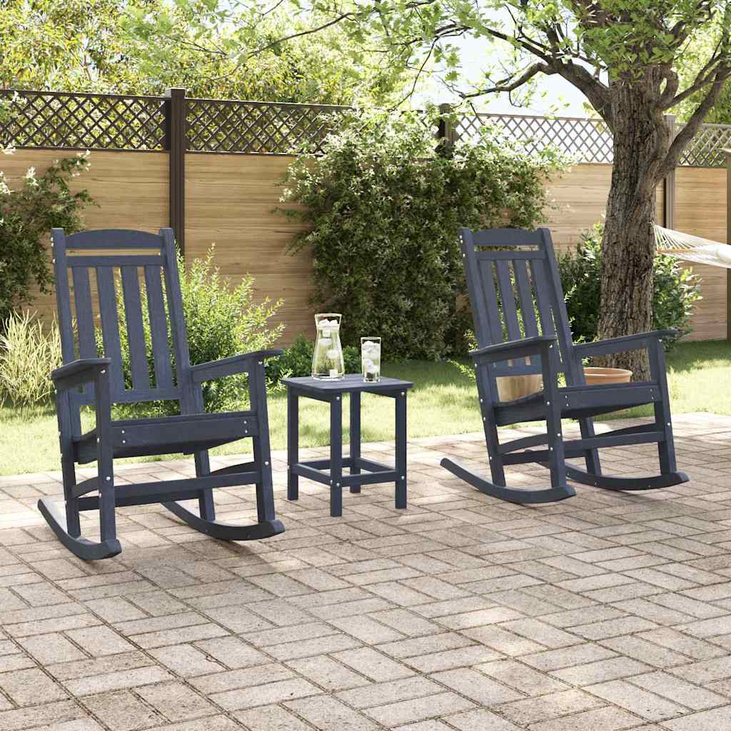 Schaukelstuhl für den Garten 3 pcs Marineblau 38 x 38 x 46cm