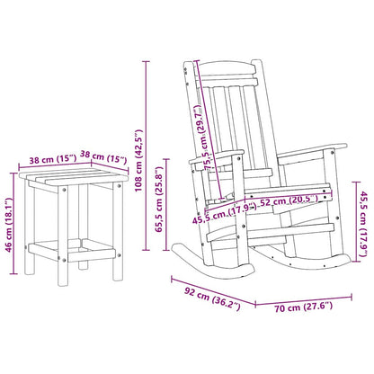 Schaukelstuhl für den Garten 3 pcs Schwarz 38 x 38 x 46cm