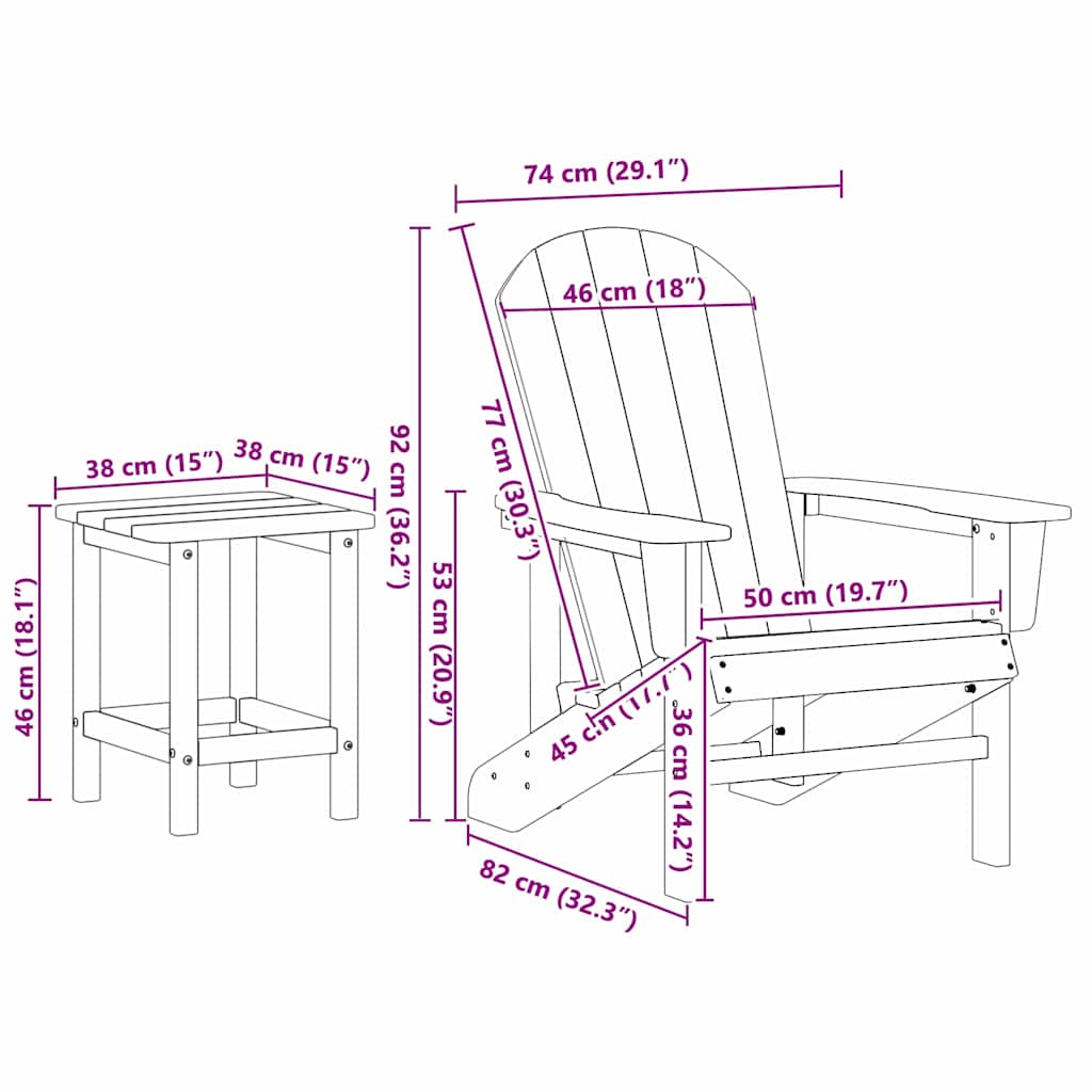 Garten Lounge Möbel 3 pcs Schwarz 38 x 38 x 46cm Polyethylen