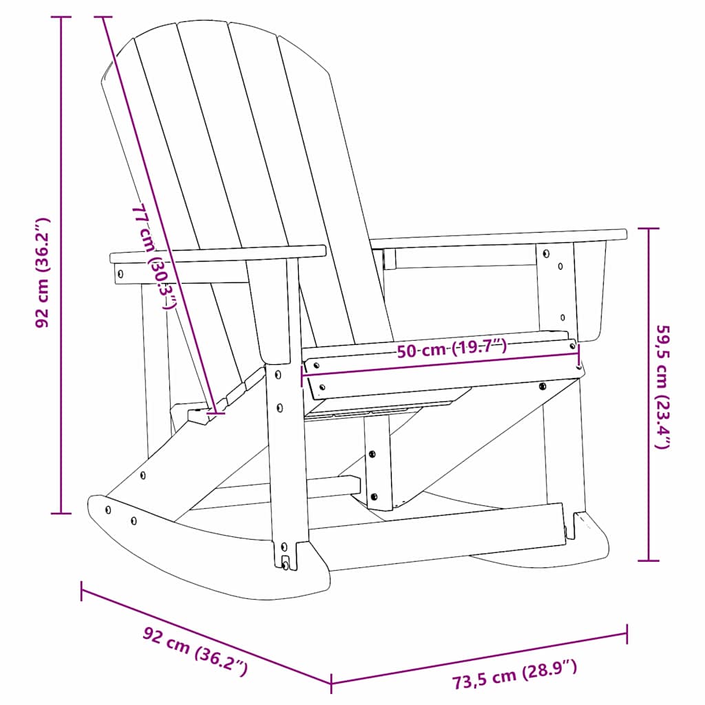 Adirondack Schaukelstühle 2 pcs Hellgrau HDPE