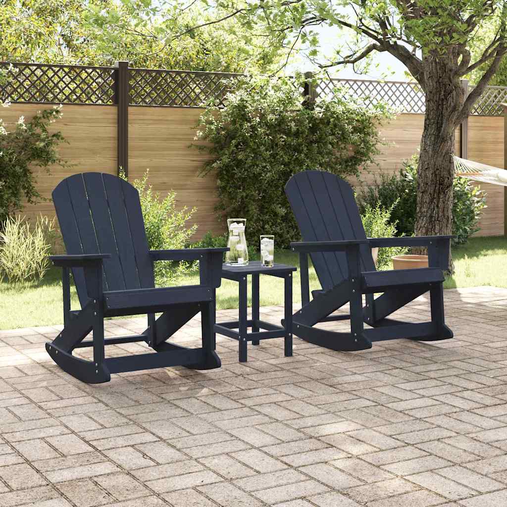 Garten Lounge Set 3 pcs Marineblau HDPE