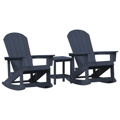 Garten Lounge Set 3 pcs Marineblau HDPE