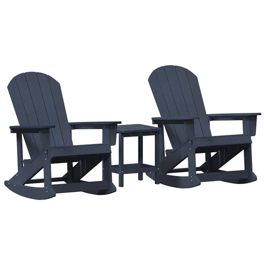 Garten Lounge Set 3 pcs Marineblau HDPE