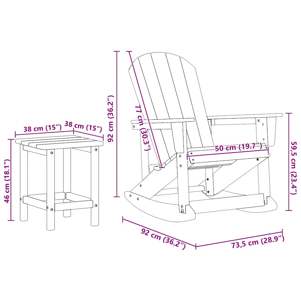 Garten Lounge Set 3 pcs Marineblau HDPE
