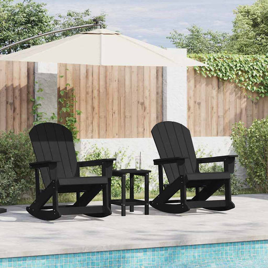 Garten Lounge Set 3 pcs Schwarz HDPE