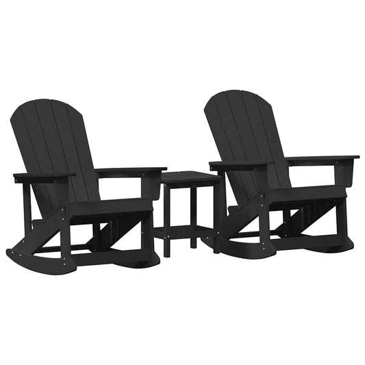 Garten Lounge Set 3 pcs Schwarz HDPE