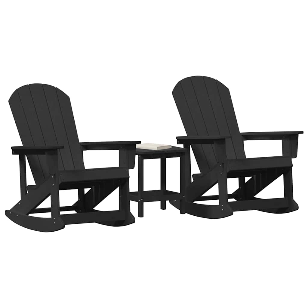 Garten Lounge Set 3 pcs Schwarz HDPE
