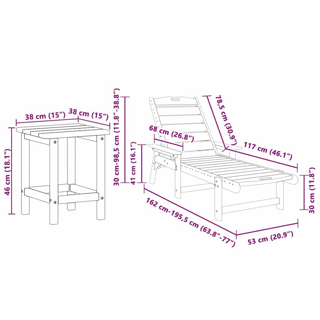 Garten Lounge Möbel 3 pcs Weiß 38 x 38 x 46cm Polyethylen