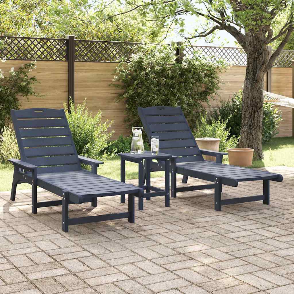 Garten Lounge Möbel 3 pcs Marineblau 38 x 38 x 46cm Polyethylen