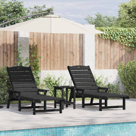 Garten Lounge Möbel 3 pcs Schwarz 38 x 38 x 46cm Polyethylen