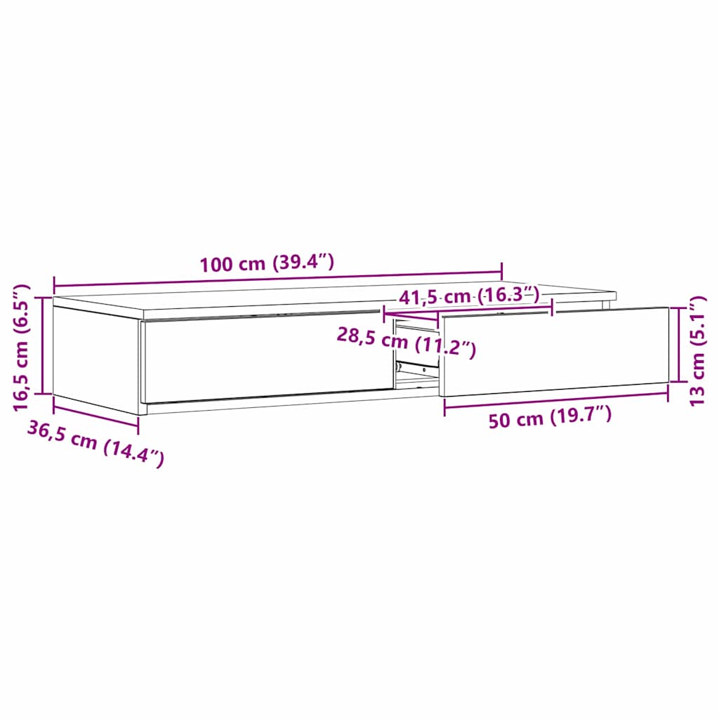 Bettschubladen Altholz 100 x 36.5 x 16.5 cm Holzwerkstoff
