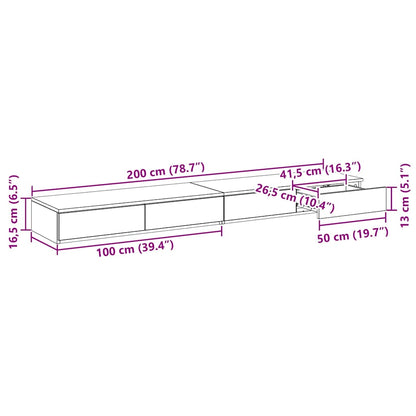 Bettschubladen Eiche handwerklich 200 x 36.5 x 16.5 cm
