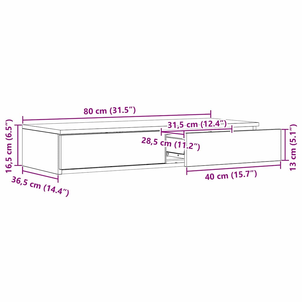 Bettschubladen Weiß 80 x 36.5 x 16.5 cm Holzwerkstoff