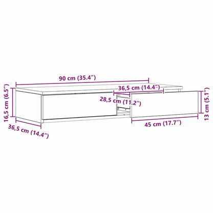Bettschubladen Betongrau 90 x 36.5 x 16.5 cm Holzwerkstoff