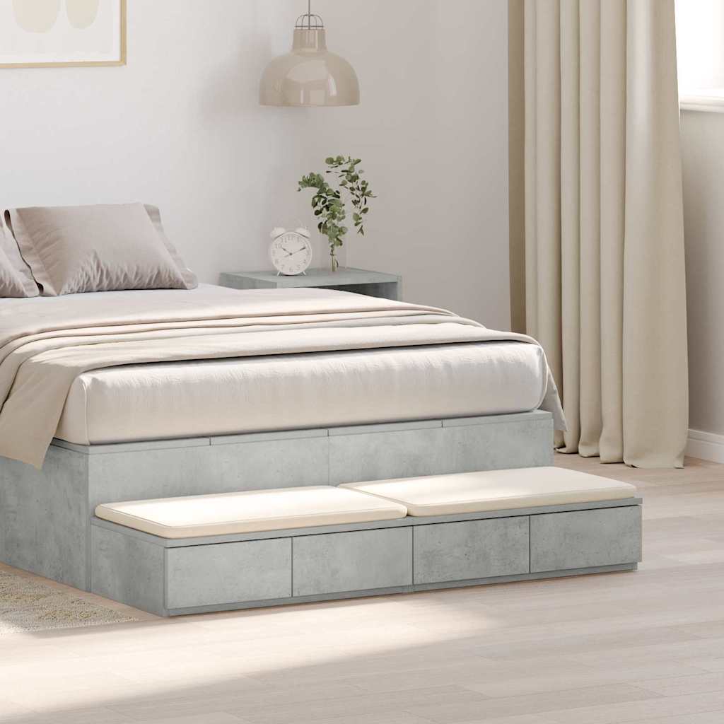 Bettschubladen Betongrau 120 x 36.5 x 16.5 cm Holzwerkstoff