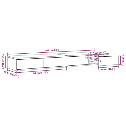 Bettschubladen Betongrau 160 x 36.5 x 16.5 cm Holzwerkstoff