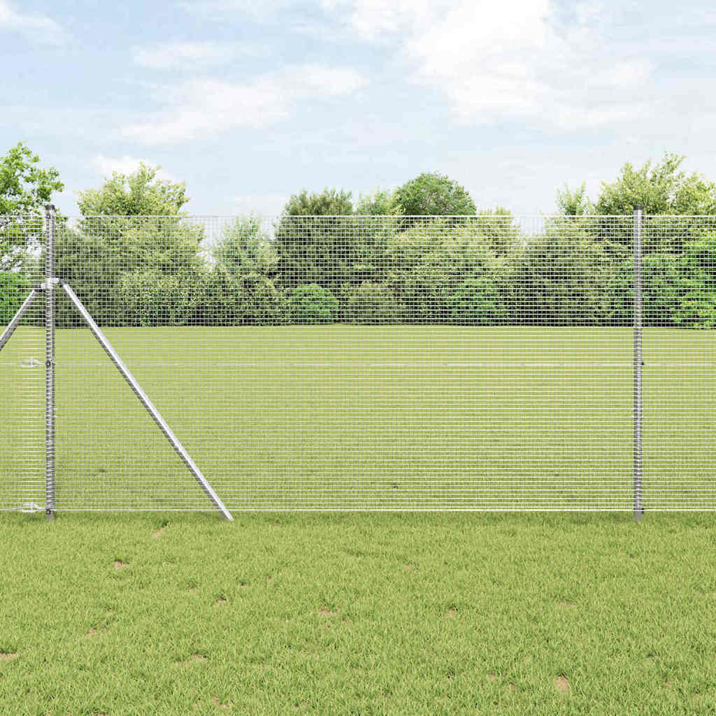 Geschweißter Drahtzaun Silber 1.4 x 25 m Stahl