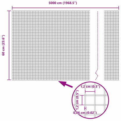 Geschweißter Drahtzaun Silber 0,6 x 50 m Stahl