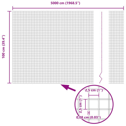 Geschweißter Drahtzaun Silber 1 x 50 m Stahl