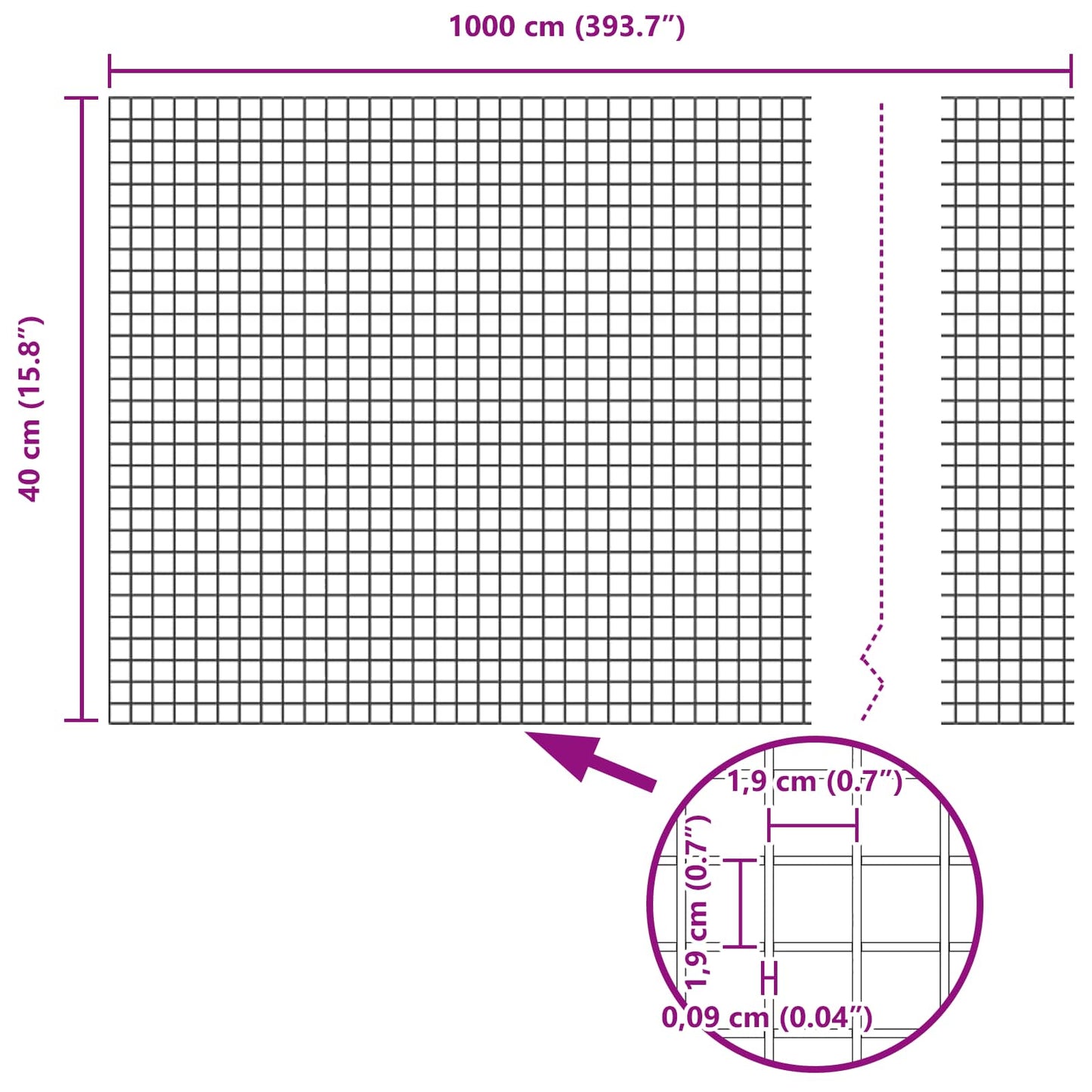 Geschweißter Drahtzaun Grün 0,4 x 10 m Stahl