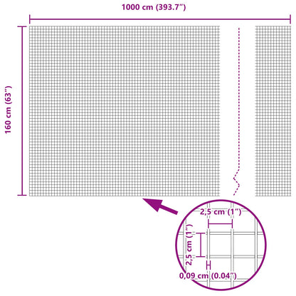 Geschweißter Drahtzaun Grün 1,6 x 10 m Stahl