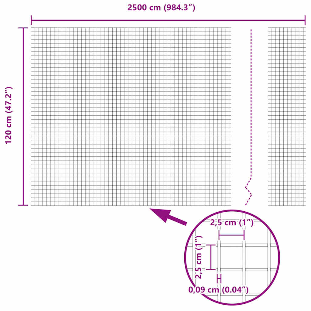 Geschweißter Drahtzaun Grau 1.2 x 25 m Stahl