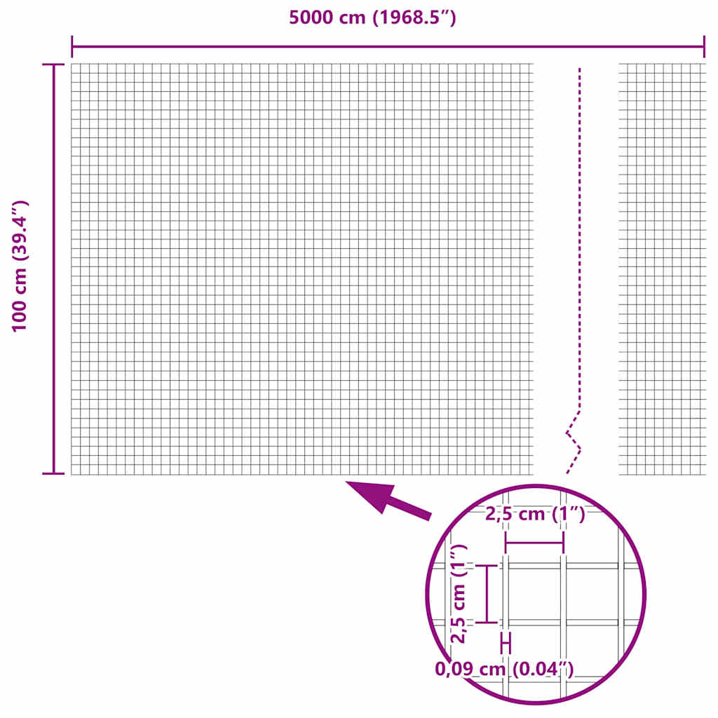 Geschweißter Drahtzaun Grau 1 x 50 m Stahl