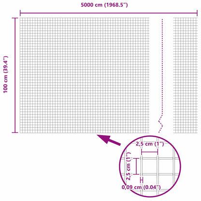 Geschweißter Drahtzaun Grau 1 x 50 m Stahl