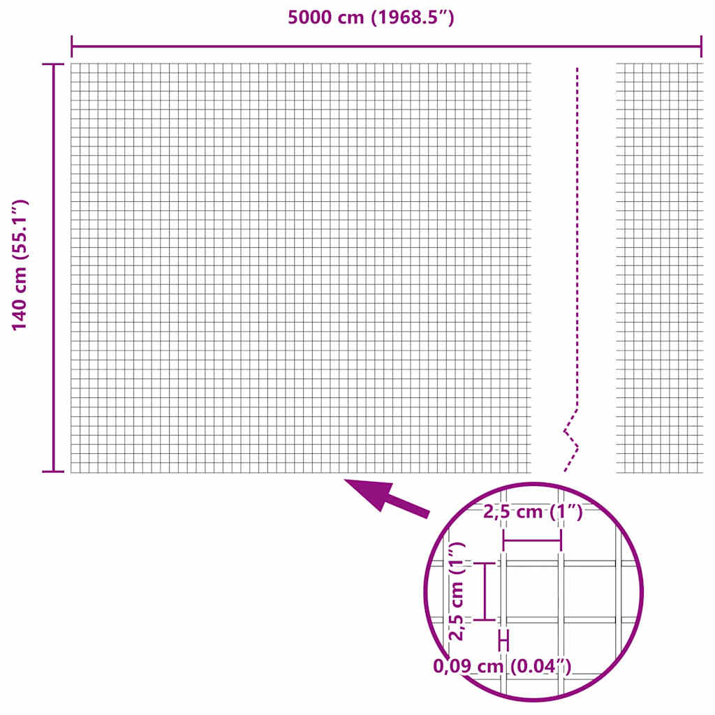 Geschweißter Drahtzaun Grau 1.4 x 50 m Stahl