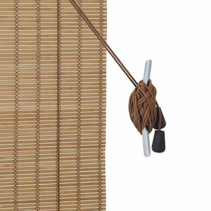 Rollo mit Vorhängen Hellbraun 60 x 160 cm Bambus