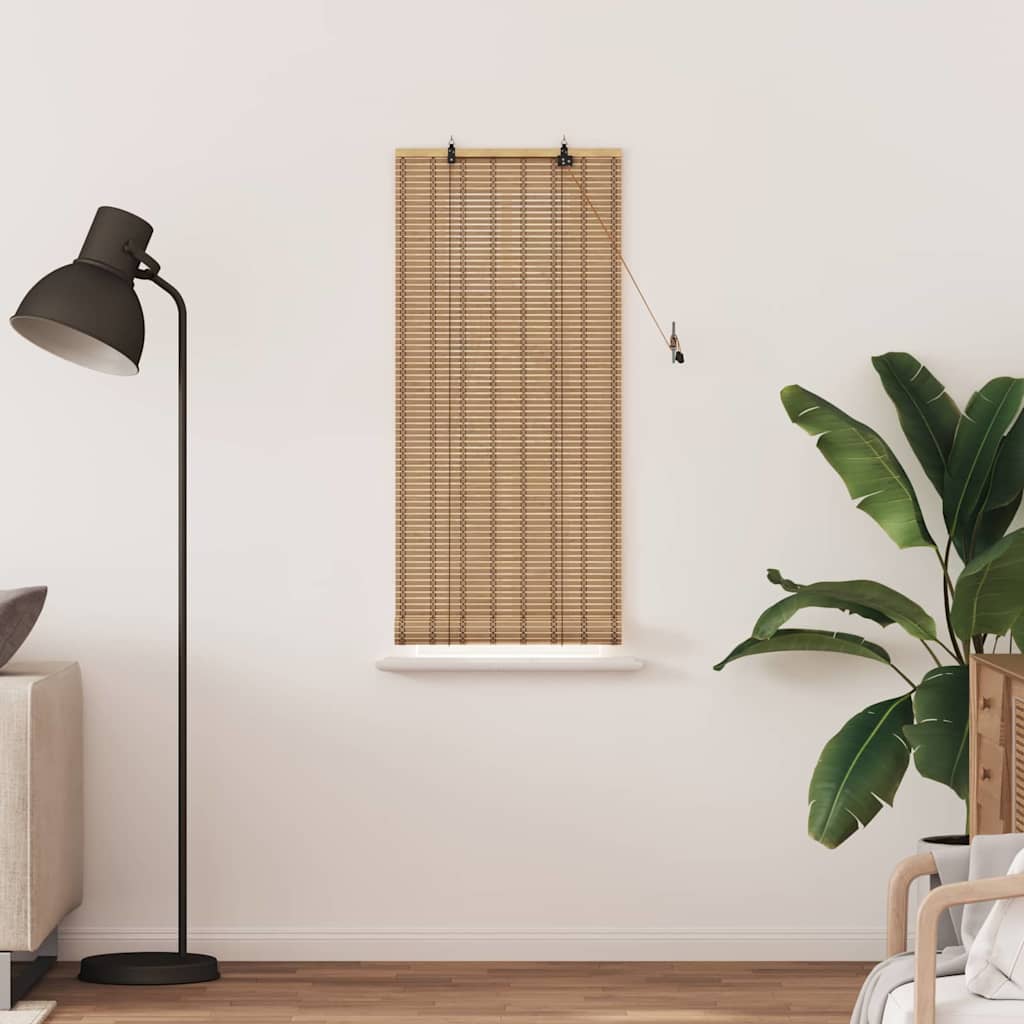 Rollo mit Vorhängen Hellbraun 60 x 160 cm Bambus