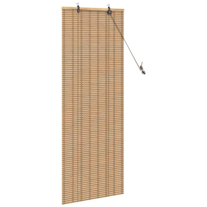 Rollo mit Vorhängen Hellbraun 60 x 160 cm Bambus