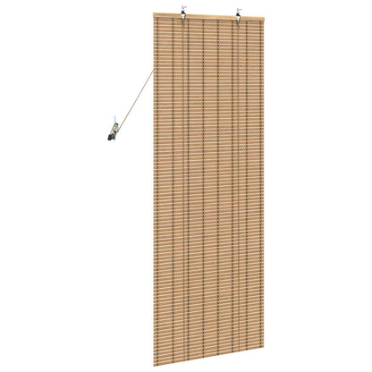 Rollo mit Vorhängen Hellbraun 60 x 160 cm Bambus