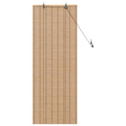 Rollo mit Vorhängen Hellbraun 60 x 160 cm Bambus