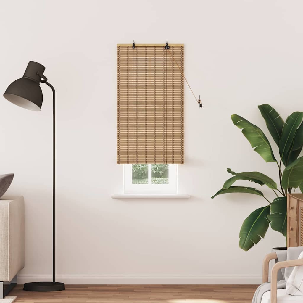 Rollo mit Vorhängen Hellbraun 60 x 220 cm Bambus