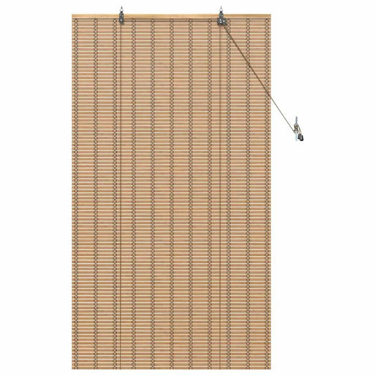 Rollo mit Vorhängen Hellbraun 80 x 160 cm Bambus