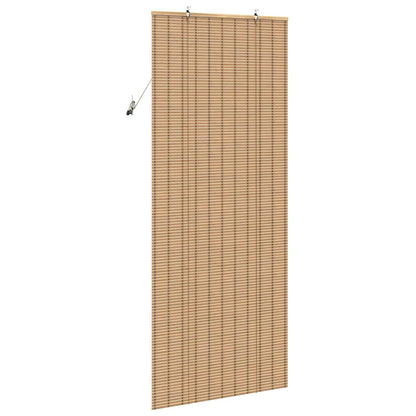 Rollo mit Vorhängen Hellbraun 80 x 220 cm Bambus