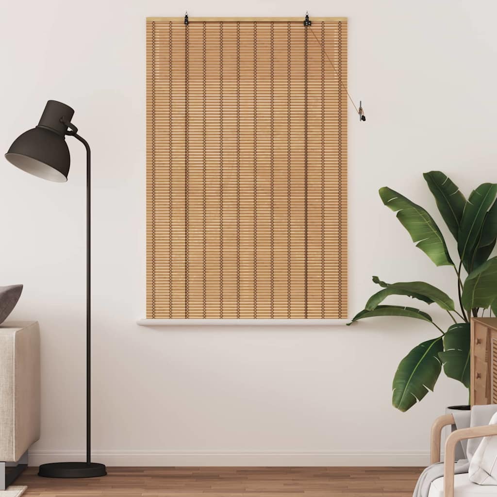 Rollo mit Vorhängen Hellbraun 110 x 160 cm Bambus