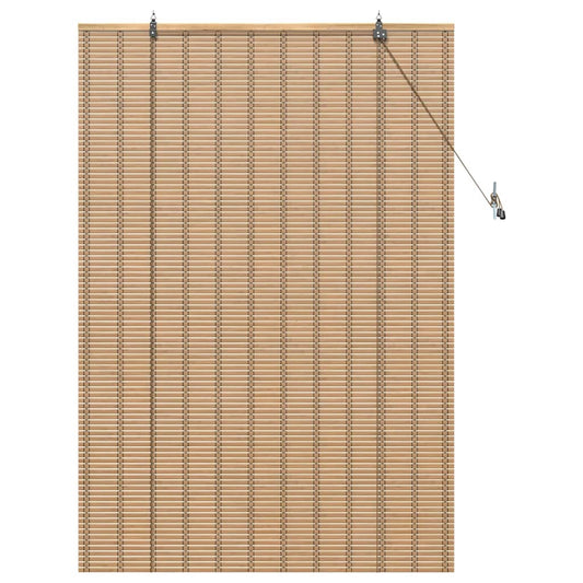 Rollo mit Vorhängen Hellbraun 120 x 160 cm Bambus