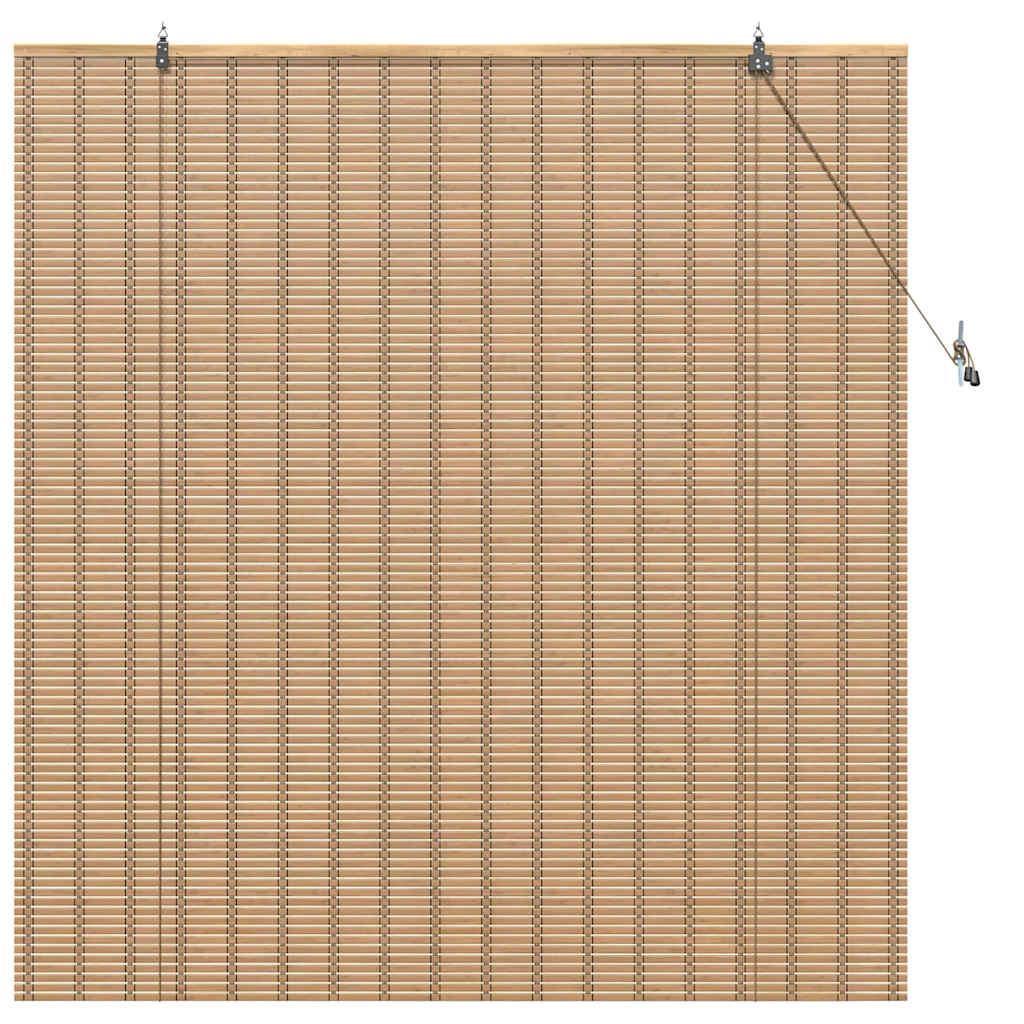 Rollo mit Vorhängen Hellbraun 140 x 160 cm Bambus