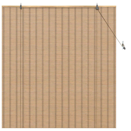 Rollo mit Vorhängen Hellbraun 140 x 160 cm Bambus
