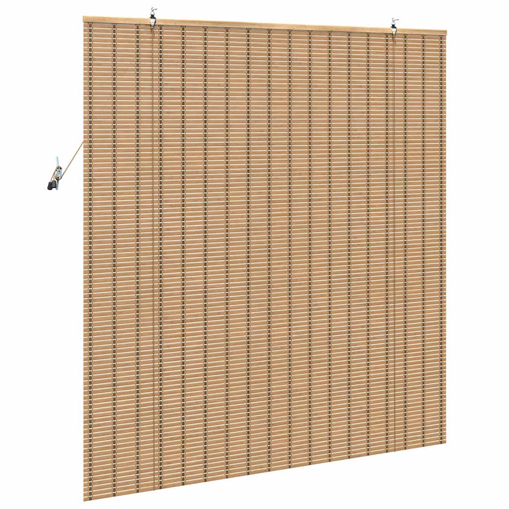 Rollo mit Vorhängen Hellbraun 150 x 160 cm Bambus